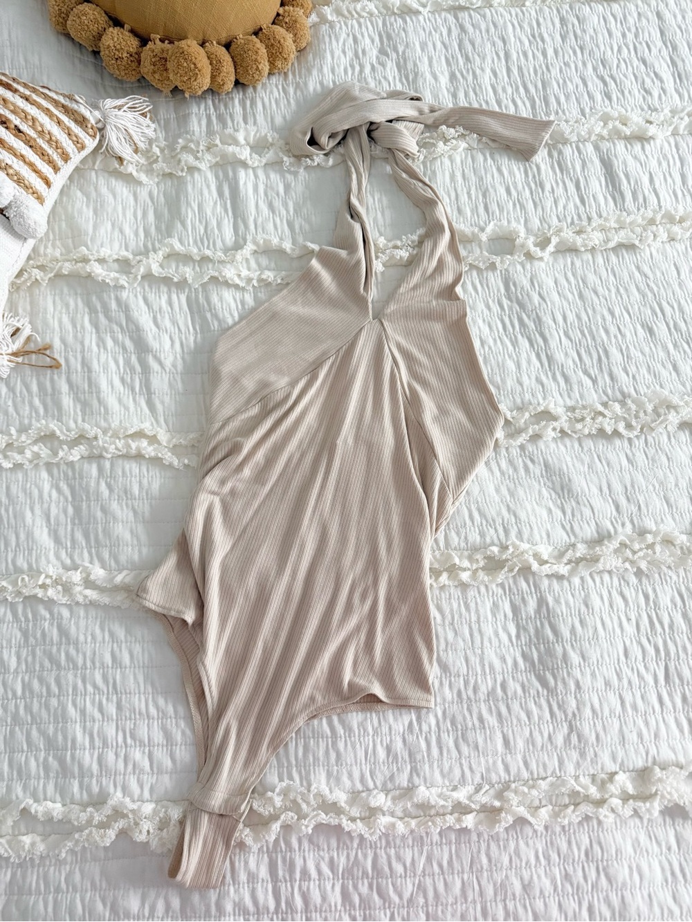 Tan ribbed bodysuit